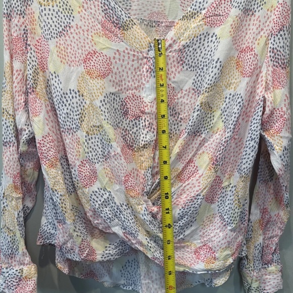 Ana A New Approach Top Women's large Multicolor Long Sleeve Twist Waist - Picture 3 of 4